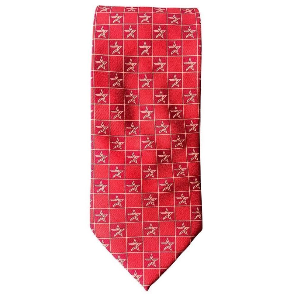 Men's Red Silk Tie with Vtg Houston‎ Astros Macy's 150th Anniversary mlb